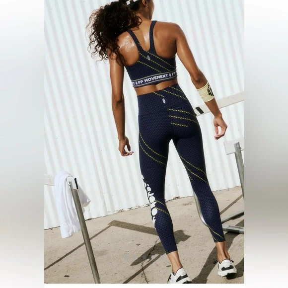 Free People Never Better Logo Leggings Black Combo NWT